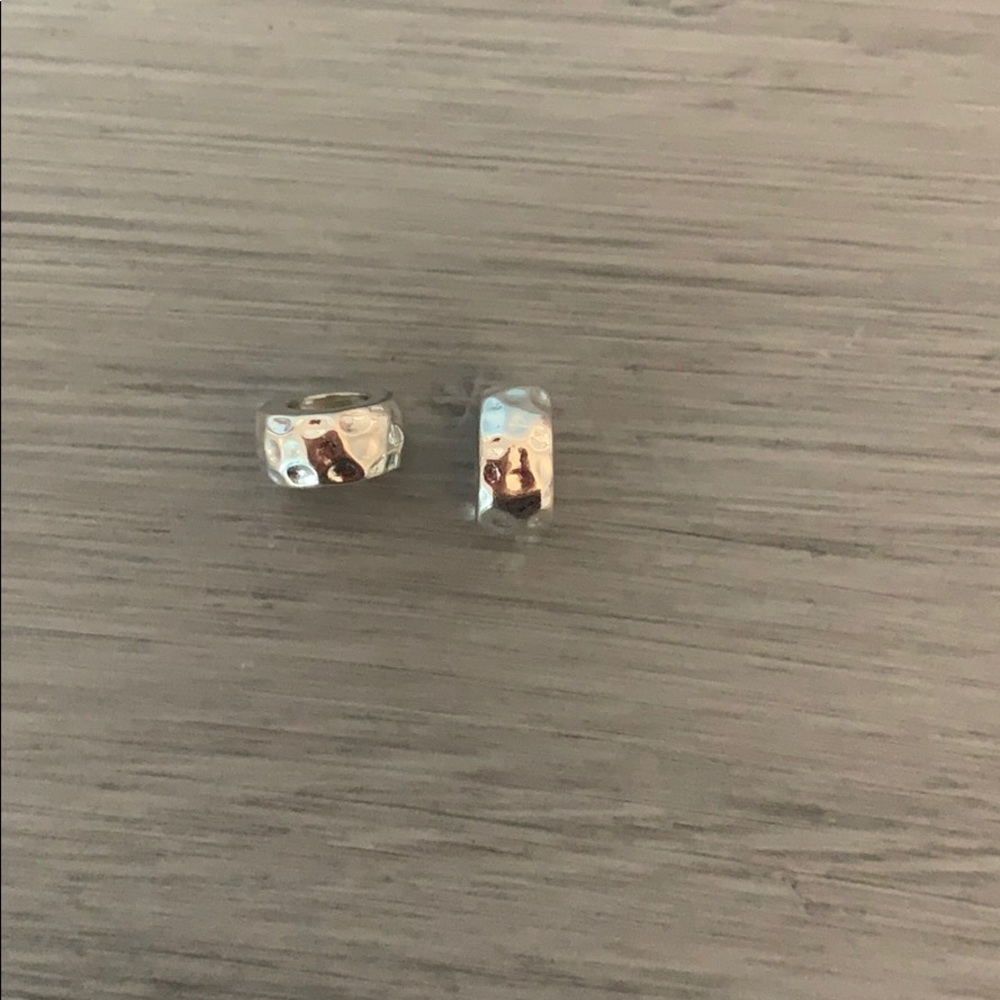 Pandora like hammered silver beads (2)